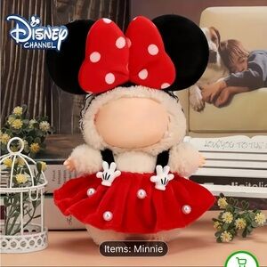 Labubu Disney Minnie Mouse Outfit with Red Dress and Black Ears